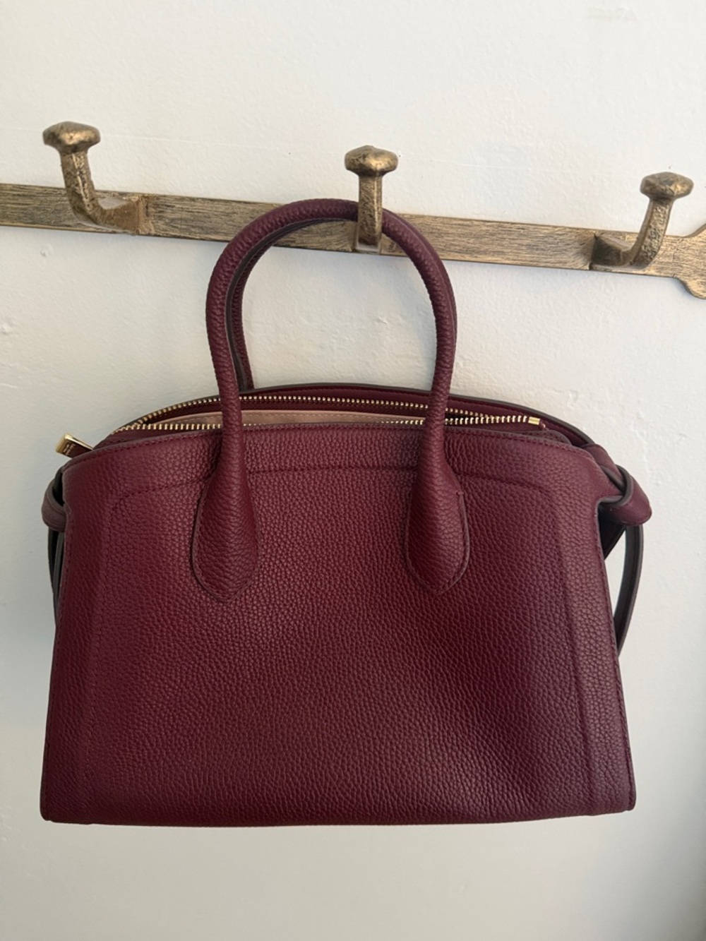 kate spade Burgundy Pebbled Leather Satchel with Crossbody Strap - Picture 3 of 10